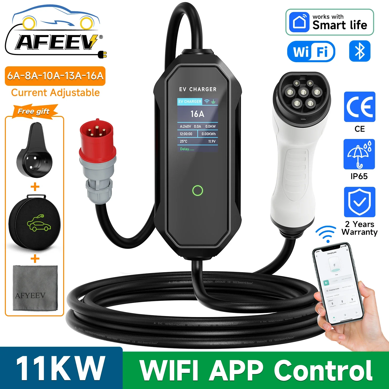 Type 2 Portable Ev Charger 11Kw Cee - Портативное зарядное устройство для электромобилей AFEEV